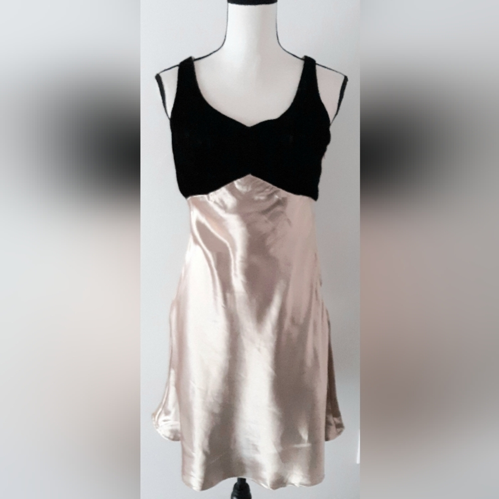 VTG 90s Satin Velvet Slip Dress NWT